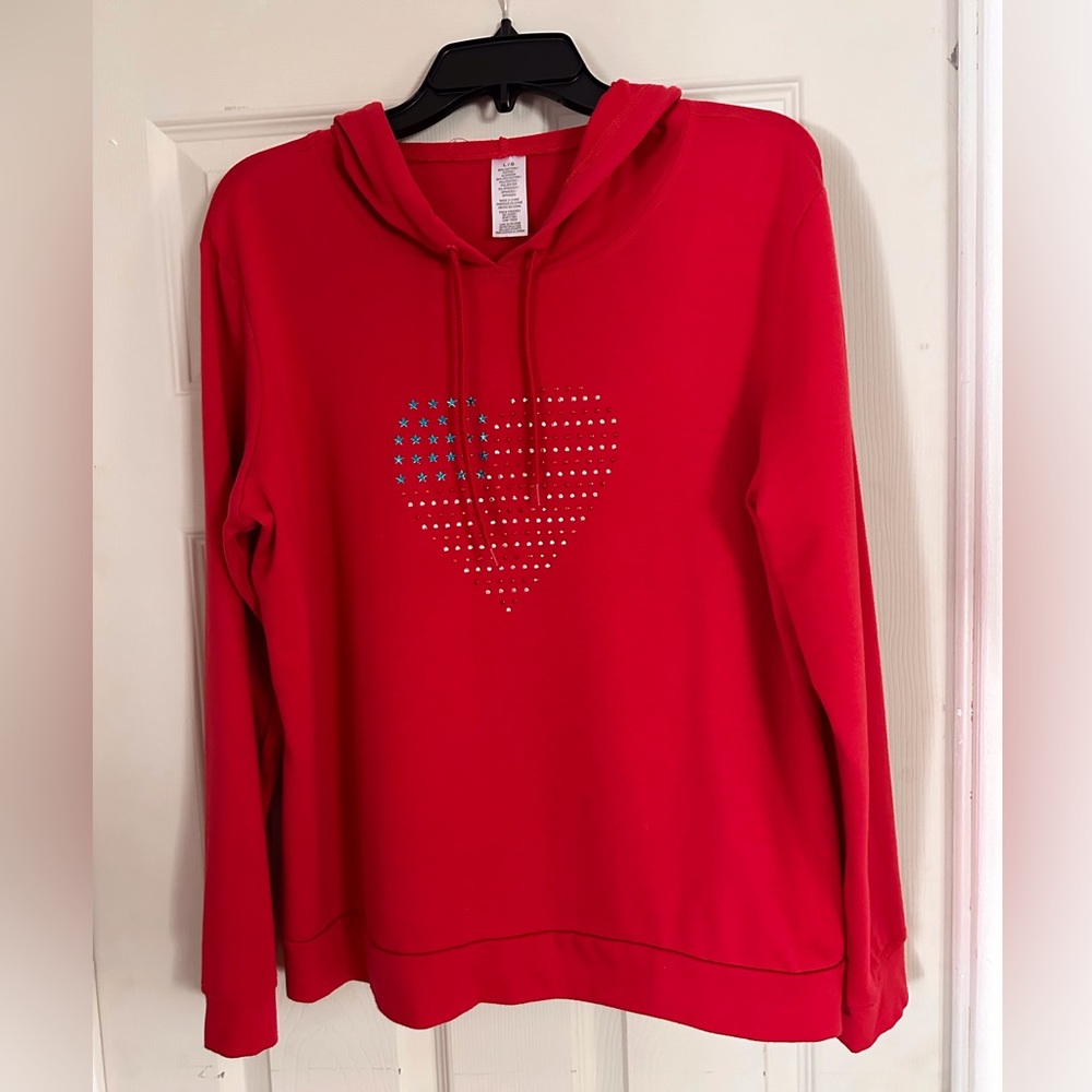 Red Lightweight hooded pullover sweatshirt Sz. L